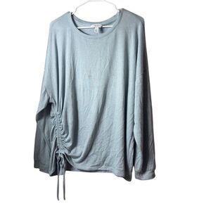 Nine West Women's Ruched Side Sweatshirt Blue 2XL‎ Long Sleeve